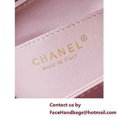 Chanel Grained Calfskin  &  Gold-Tone Metal Small Flap Bag with Top Handle Pink 2025